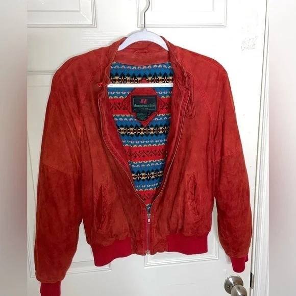 VINTAGE ABERCROMBIE & FITCH SUEDE LEATHER LINED SOUTHWEST WOOL JACKET MEDIUM‌‌‌‌ - Picture 9 of 11